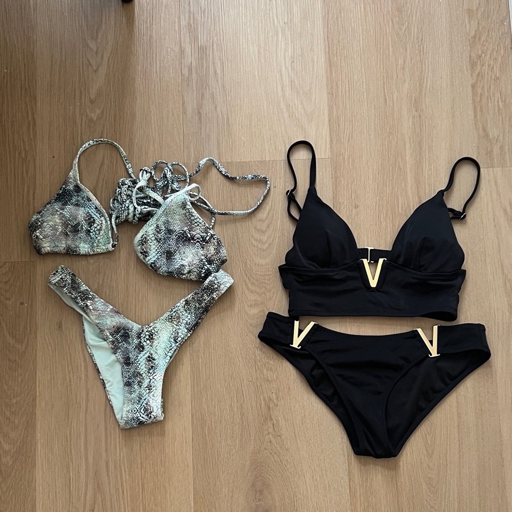 Victoria's Secret Green and Black Bikini Set Bundle